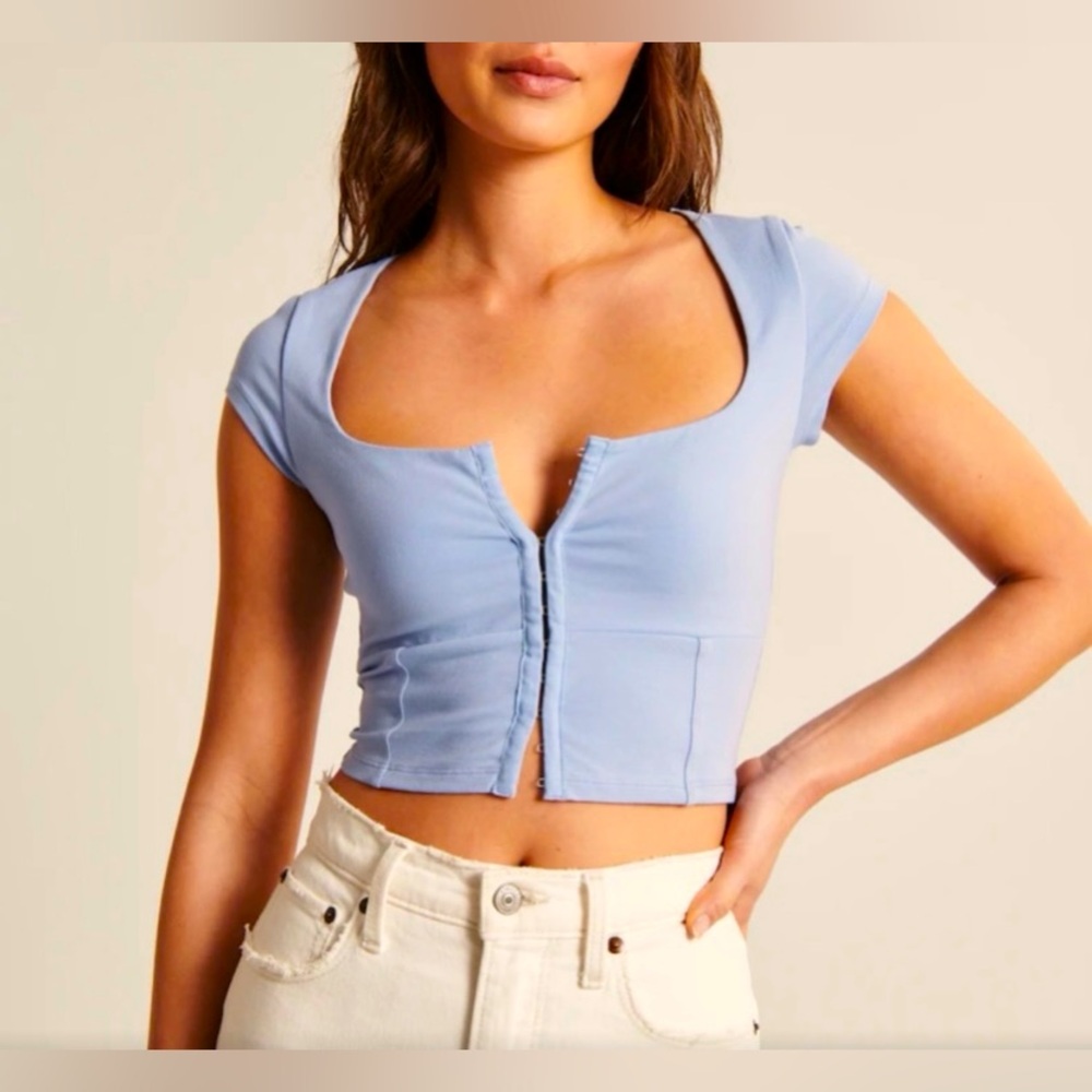 Abercrombie Women's Blue Corset Crop-top